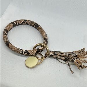 Snake Print Keychain bracelet with Tassel